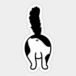 cat butt black and white wth fluffy tail Sticker